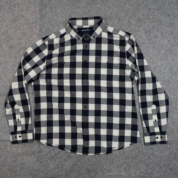 Mizzen + Main Shirt Mens XXL Trim Long Sleeve Button Up City Flannel Check Plaid